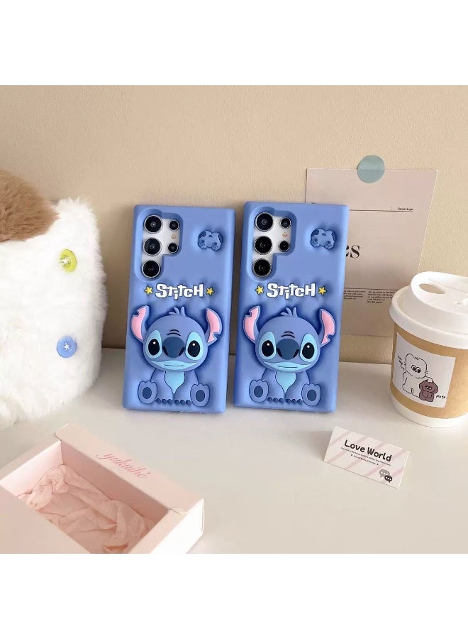 ستيتش حافظة فاخرة لهاتف Samsung Galaxy S25 Ultra حافظة بتصميم كرتوني ثلاثي الأبعاد حافظات أنثوية للفتيات حافظة سيليكون ناعمة ومقاومة للصدمات بلون أزرق (Samsung Galaxy S25 Ultra) - Image 3